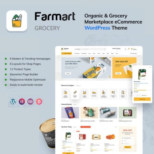 Farmart – Organic & Grocery Marketplace WordPress Theme